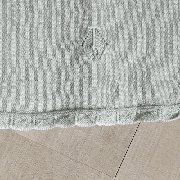 Cotton Sweater Knit Scalloped Pant Set Seafoam Green Argyle Boutique NWT - Picture 7 of 7